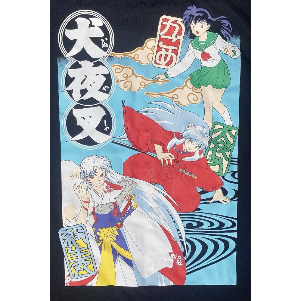Inuyasha Anime T-Shirt Uncommon Back Print Graphic Black Size Tag 3XL (L-XL Fit)
